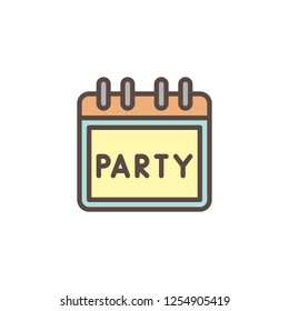 Event day date reminder filled outline icon, line vector sign, linear colorful pictogram isolated on white. Party day calendar symbol, logo illustration. Pixel perfect vector graphics