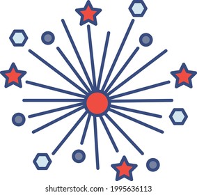 Event Day Fireworks Concept, 4. Juli Segen und Grüße Vector Icon Design, US Independence Day Symbol, USA föderale Feiertagssymbol, Memorial oder Patriot Day Stock Illustration