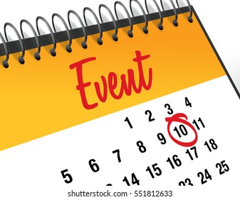 Event Day mark on calendar vector illustration