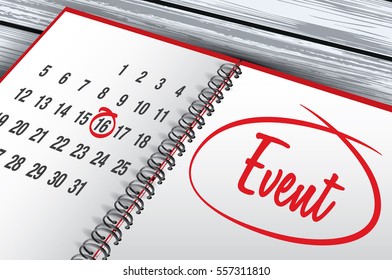 Event Day mark on calendar vector illustration