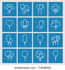 Event decoration icons. Balloons vector line icons.