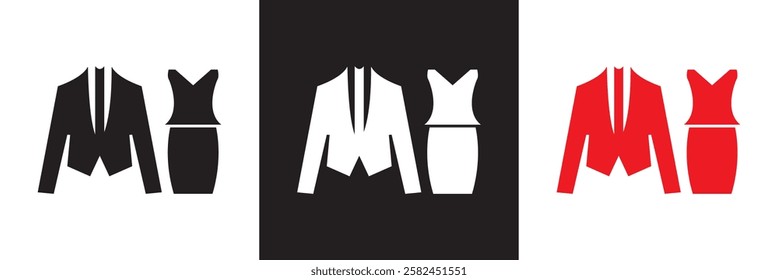 Event dress code icon set. Containing clothes, celebration, festival and other. isolated on white and black background. vector illustration. EPS 10