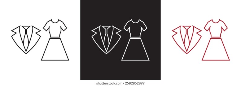 Event dress code icon set. Containing clothes, celebration, festival and other. isolated on white and black background. vector illustration. EPS 10