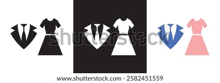 Event dress code icon set. Containing clothes, celebration, festival and other. isolated on white and black background. vector illustration. EPS 10