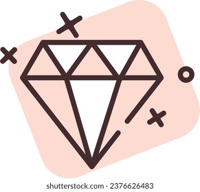 Event engagement diamond ring, illustration or icon, vector on white background.