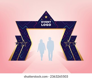 Entrada de evento de arco modelo estrella con diseño abstracto. Copia modificable del vector.