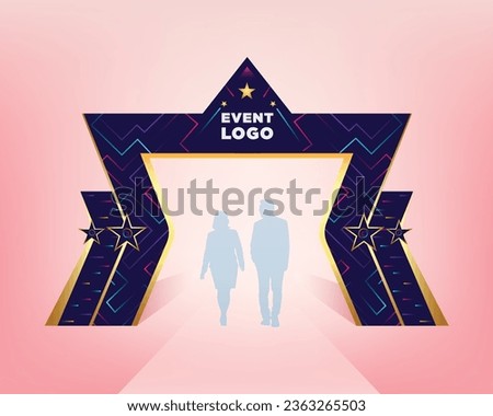 Event entrance of star model arch with abstract design. Vector editable  copy.