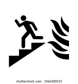 In Event Of Fire Use Stair Black Icon, Vector Illustration, Isolate On White Background Label. EPS10