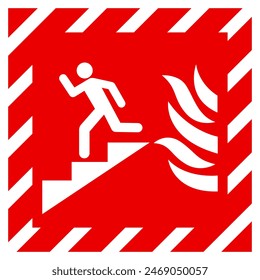 In Event Of Fire Use Stair Symbol Sign, Vector Illustration, Isolate On White Background Label. EPS10