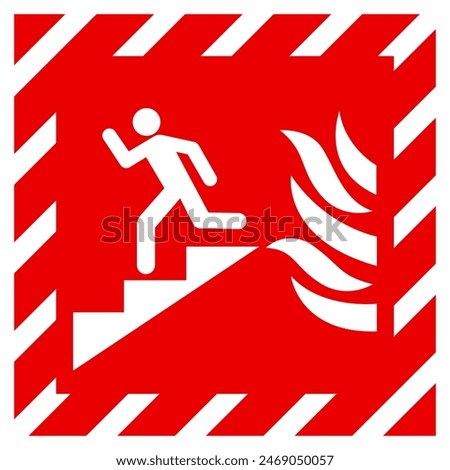 In Event Of Fire Use Stair Symbol Sign, Vector Illustration, Isolate On White Background Label. EPS10