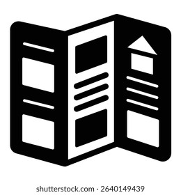 Event flyer solid icon, city museum concept. Vector graphics. Paper booklet, polygraphy sign on white background, style mobile or design