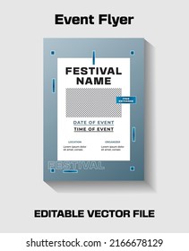 Diseño vectorial mínimo de plantilla de volante de eventos