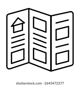 Event flyer thin line icon, city museum concept. Vector graphics. Paper booklet, polygraphy sign on white background, style mobile or design