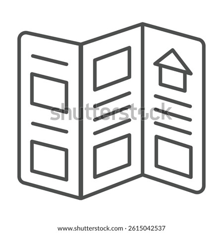 Event flyer thin line icon, city museum concept. Vector graphics. Paper booklet, polygraphy sign on white background, outline style icon for mobile or web design