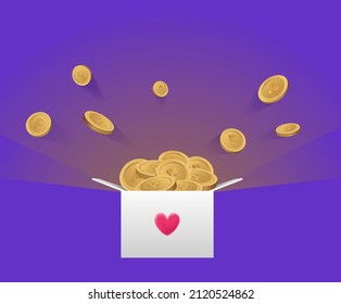 The event is full of points in the box illustration set. dollar, heart, box, lotto. Vector drawing. Hand drawn style.
