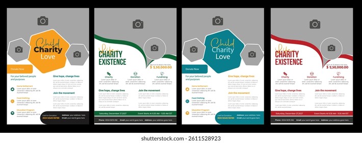 Event for fundraising charity flyer design for donation, humanity, homeless, child, money, donate, a4, brochure, flyer, squire, portrait, landscape design template.
