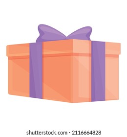 Vector de caricatura de icono de caja de regalo de evento. Cinta presente. Paquete Giftbox