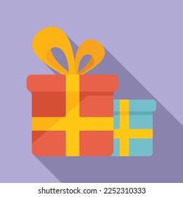 Event gift boxes icon flat vector. Meeting manager. Time calendar