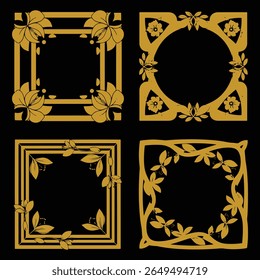 Evento Ouro Floral Bordas Coleção Decorativa Ocasião Pronto Set