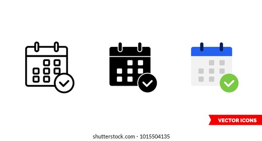 Event icon of 3 types: color, black and white, outline. Isolated vector sign symbol.