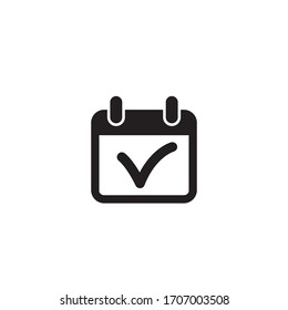 Event icon, calendar with check mark, vector isolated illustration
