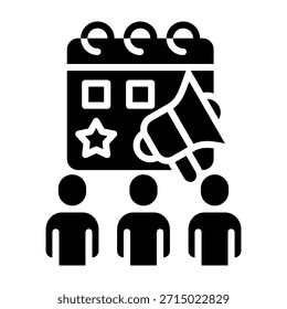 Ilustración vectorial de estilo de glifo de icono de evento