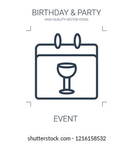 event icon. high quality line event icon on white background. from birthday party collection flat trendy vector event symbol. use for web and mobile