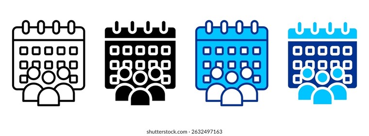 Ícone de evento Definir ilustração de vetor de vários estilos