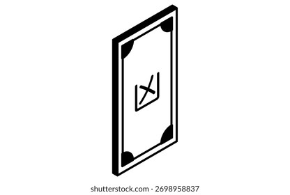 Event Icon, Simple isometric icons of omikuji, bad luck - Translation: bad luck, black and white, Vector Illustration