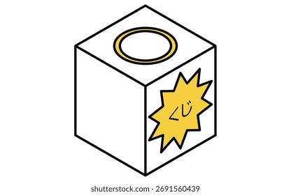 Event Icon, Simple isometric icon of a raffle drawing box - Translation: raffle