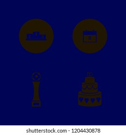 event icon. event vector icons set march calendar, cake wedding, winners podium and football cup
