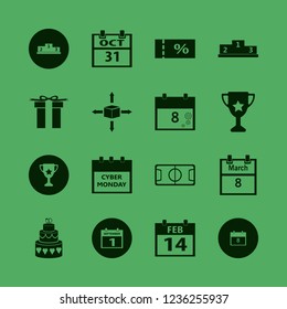 event icon. event vector icons set cyber monday calendar, march calendar, halloween date on calendar and cake wedding