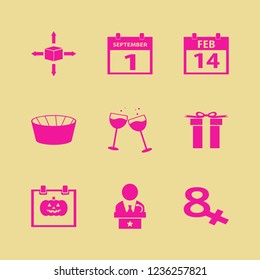 event icon. event vector icons set glasses wine, football stadium, calendar february and gift