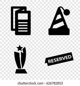 Event icons set. set of 4 event filled icons such as news, reserved, trophy