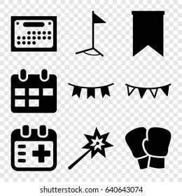 Event icons set. set of 9 event filled icons such as medical appointment, party flag, flag, calendar, sparklers