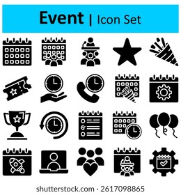 Event icons set. Editable stroke for mobile and web. Isolated on white background. Vector illustration.