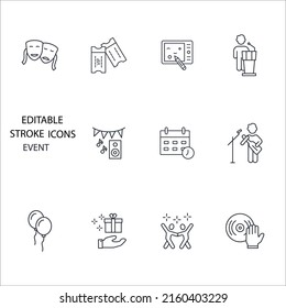 Event icons set . Event pack symbol vector elements for infographic web