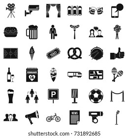 Event icons set. Simple style of 36 event vector icons for web isolated on white background