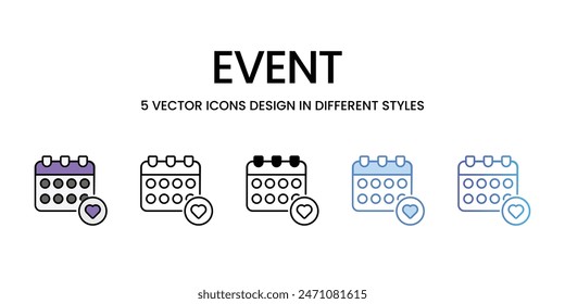 Event icons vector set stock illustration.
