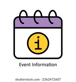 Vector de información de evento Icono de esquema relleno Ilustración de diseño. Símbolo de administración de eventos en el archivo EPS 10 de fondo blanco
