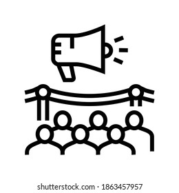 event introduction line icon vector. event introduction sign. isolated contour symbol black illustration