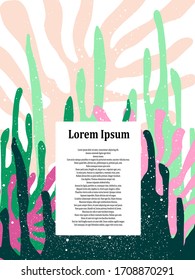 Plantilla de tarjeta de invitación para eventos. Antecedentes florales abstractos para promoción, publicidad. Marcador de posición de texto. 