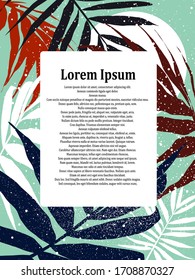Event invitation card template. Absctratc floral background for promo, advertising. Text placeholder. 