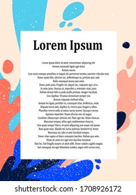 Event invitation card template. Absctratc background for promo, advertising. Decorative text placeholder. Colorful booklet. 