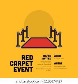 Event Invitation with Red Carpet Vector Illustration in Flat Style