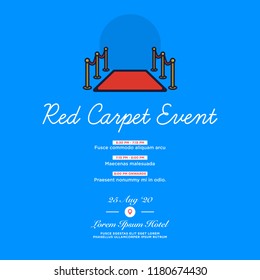 Event Invitation with Red Carpet Vector Illustration in Flat Style