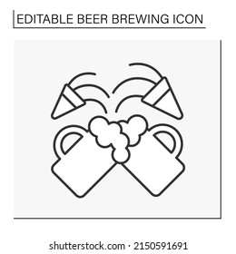  Event line icon. Beer festival. Oktoberfest in Germany. Cheers. Beer brewing concept. Isolated vector illustration. Editable stroke