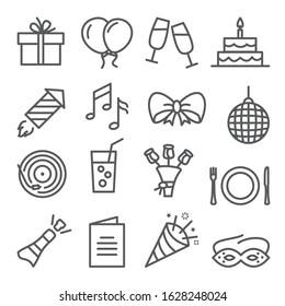 Event line icons set on white background