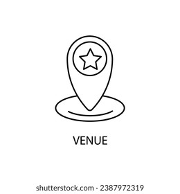 Event location pin concept line icon. Simple element illustration. Event location pin concept outline symbol design.