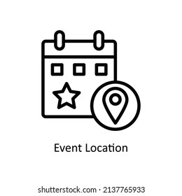 Event Location vector outline icon for web isolated on white background EPS 10 file